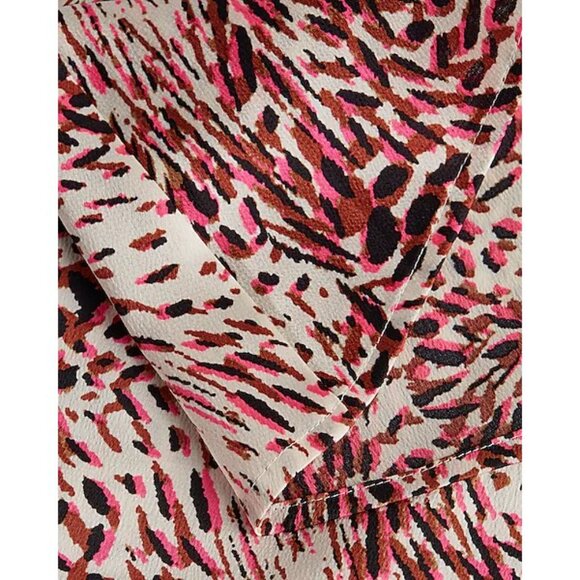 Express Abstract Print Puff Sleeve Ruched Hi-Lo Midi Dress S - Picture 7 of 7